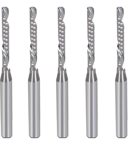 HOZLY CNC enkele fluit router bits 1/8 inch schacht, 1/8 inch snijden Dia, 12mm snijlengte, massief wolfraamcarbide legering eindmolen, DLC Coating frees voor aluminium, pak van 10 (3.175×3.175×12mm