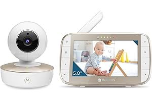 Motorola Nursery VM50G Baby Monitor z kamerą, 5-calowym kolorowym ekranem, noktowizorem, zoomem cyfrowym, dwukierunkową rozmową, czujnikiem temperatury, mikrofonem o wysokiej czułości