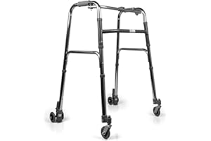 AZIONE SALUTE Deambulatore pieghevole, regolabile in altezza con 2 ruote piroettanti e 2 ruote con sistema autobloccante