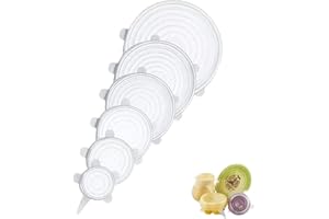 WUSJCOF Set di 6 Coperchi in Silicone Estensibili per Ciotole, Tazze, Lattine, Frutta (Universali, Diverse Dimensioni)