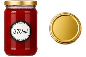 Sixby Uppsättning med 6 glasburkar med skruvlock (guld) – 370 ml glas med lock, lufttätt – perfekt för sylt, honung, desserter och förråd – diskmaskinstålig