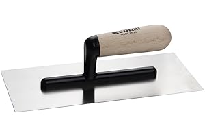 COFAN Llana para microcemento | Fabricada en acero al carbono | Medidas: 280 x 120 x 0,4 mm | Mango de madera