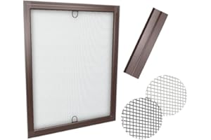 Time4Blinds Mosquitera de Fibra de Vidrio con Perfil de Aluminio, Mosquitera de Malla para Ventanas, mosquitera acortable Individualmente – 100x150cm – Marco Marrón