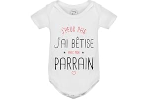 PIXEL EVOLUTION Body J'peux pas j'ai bêtise avec mon Parrain préféré Body bébé - Body humoristique et rigolo - idée cadeau naissance