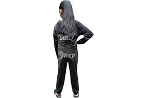 J5fashion Kids Velour Cuffed Leg Tracksuit with Studded Print, Zipped Jacket and Leggings