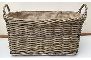 SMR Log Basket/Storage Basket, Excellent Quality, Very Strong Rattan, Removable Hessian Liner (Large)