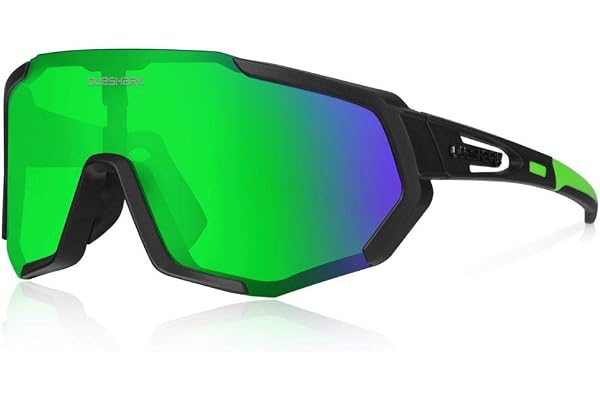 Queshark Lunettes de Cyclisme Vélo Polarisées TR90 Cadre Sports pour Hommes Femmes avec 3 Lentilles Interchangeables Anti-UV400 VTT
