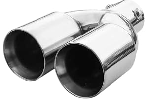 CARJOY Double Dual Twin Exhaust Tip Trim Car End Pipe Tail Sport Muffler Stainless Steel Chrome Universal