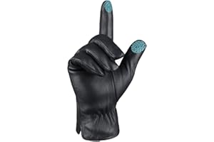 MGGMOKAY Guantes de invierno de cuero para hombre Guantes de montar de piel de oveja suave con forro de cachemira cálida
