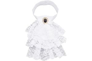 HOBBIESAY White Jabot Lace Necktie Ruffled Detachable Collar Costume Accessory for Women Outfits Cosplay Fancy Dress