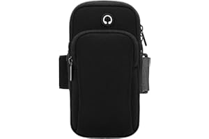 JIAKALAMO Handyhalterung zum Laufen, universell verstellbares Armband, Schlüsselkartentasche, passend für Fitnessstudio, Wandern, Laufen, Laufarmband für Handys unter 7 Zoll(Schwarz)