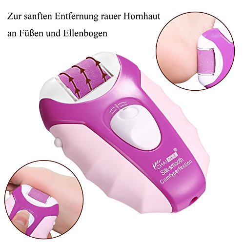 ACEVIVI 5-in-1 Elektrischer Epilierer Rasierer Wet und Dry Damenrasierer für Sanfte Beine und Achselhöhle und Hautpflege 5 Aufsätzen (Scherkopf, Epilieraufsatz, Rasier-Aufsatz, Hornhautentferner) EU Stecker, Weiß/Lila/Rosa - 5