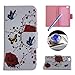 Etche Stand Case for Huawei P8 Lite ,Leather Wallet Case for Huawei P8 Lite,Pretty Red Rose Butterfly Pu Leather Magnetic Flip Case with Card Holder for Huawei P8 Lite with Blue Stylus Pen and Bling Glitter Diamond Dust Plug Colors Random-Red Rose Butterfly