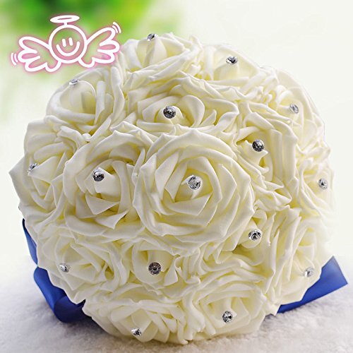 50x Foamrosen Schaumrosen Schaumköpfe Künstliche Blume Brautstrauß Party Hause Dekor Rosen Rosenköpfe – Weiss - 6