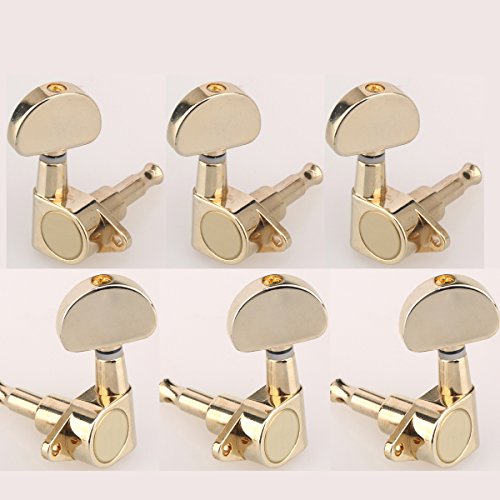 Musiclily 3+3 Estilo Epi Sellado Clavijas de Afinación Clavijero de Repuesto para Guitarra, Botón de Media Luna Oro