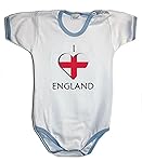 Zigozago - Body INGHILTERRA con ricamo frontale 18 mesi - bordo azzurro - Per la personalizzazione con nome scegliere...