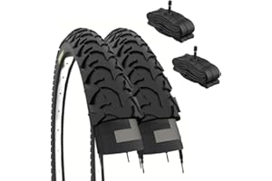 ECOVELO Lot de 2 pneus 14 x 1,75 cm + Chambres America | Pneu 47-254 épaissi pour VTT Enfant (Noir)