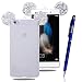 Produktbild Huawei P8 Lite Strass Hülle, Yokata Weiche TPU Silikon Cover Diamant 3D Mouse Ear Design Bling Durchsichtig Schutz Glitzer Clear Klar Transparent Case Cover Back Handytasche + 1 * Stylus Pen + Lanyard Strap x 1