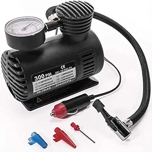 EASY SHOPE Portable 12v Electric Air Compressor Tire Inflator Pump Pressure Gauge Nozzle Adapters Motorcycle Automobile Tires Inflatable