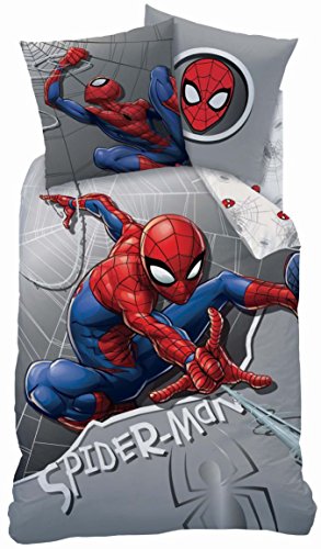 Spiderman Wende Bettwäsche Set 135x200cm 80x80cm ,Linon, 100% Baumwolle, Web