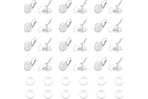 UNICRAFTALE 30 Sets DIY Ohrringe Herstellung Hebel Ohrringe Mit Cabochons Edelstahl Hebel Zurück Ohrring Basis Runde Ohrringe Rohlinge Mit 12mm Glas Cabochons Für DIY Schmuckherstellung