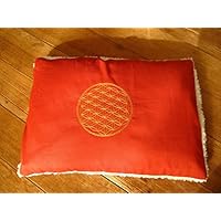 Kinderkissen Blume des Lebens mit Baumwoll - Plüsch Orange / personalisierbar