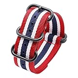 FERZA Home Herrenuhrband - Auswahl an Schnallenfarben-Ballistic-Nylonarmband (Color : Black, Size : 18)