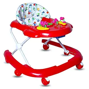 GoodLuck Baybee Galaxy Round Kids/Baby Walker with 3 Position Height Adjustable Baby Activity Walker for Babies Enjoying Play Toys & Activities Boys & Girls Age 6 Months to 2 Years (Red)