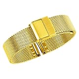 14mm Deluxe Gold Metallgitter Uhrenarmband Ersatz milanese Uhr Armband mit Sicherheit Faltschließe