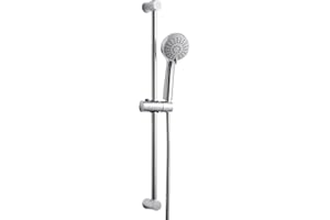 OFFO Shower Riser Kit, Shower Slide Bar with 3 Modes Shower Head, 1.6m Stainless Steel Hose,Adjustable 60cm Riser Rail and Handheld Showerhead,Rail Face Polishing