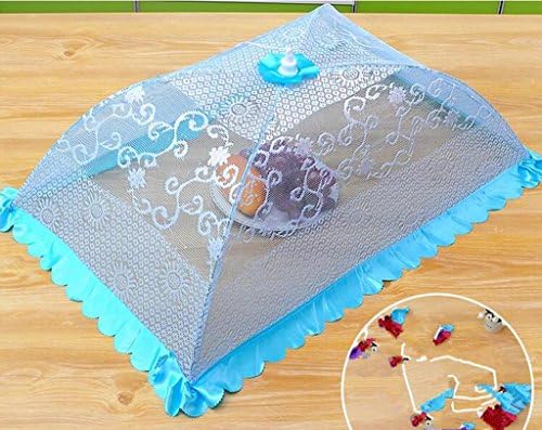 Wgwioo Art Retro Printing Lace Pop-up Mesh Screen Food Cover Tent Reusable and Collapsible Outdoor Rectangular Fruit Snacks Table Protector , 4