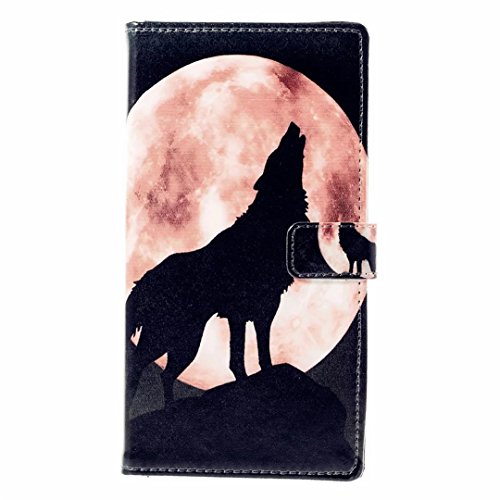 Sony Xperia Z3+ / Z3 Plus Hülle Handytasche, MUTOUREN 2 in 1 Zubehör für Sony Xperia Z3+ / Z3 Plus Slim PU Tasche Klapp Flip Folding Magnetisch PU Leder Flip Cover Tasche mit Kartensteckplatz Brieftasche Hinterschale Kartenschlitz + Metall Stift Stylus – Wolf - 3