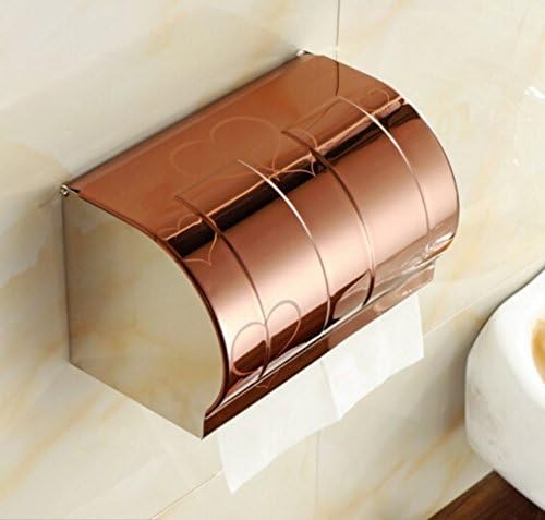 Pingofm Toilet napkin Box tissue box Stainless steel toilet tray-free hole pumping paper box bathroom roll tray rack waterproof toilet napkin box,K20 Heart type rose gold 20 cm