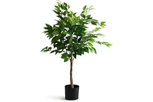 Valyria Home - Ficus Artificial 105 cm | Árbol Decorativo Realista con Apariencia de Tronco Natural | Planta Artificial Elegante para Hogar y Oficina