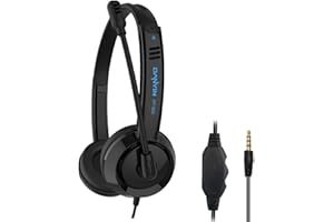 RMFC 3.5mm PC Headsets with Microphone Noise Cancelling Mic & Audio Controls for Mobile Phone Laptop PC Tablet, Wired Stereo Computer Headphone Headset Earphone for Office, Call Center, Online