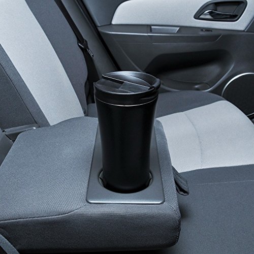 Kaffeebecher to go, Auslaufsicher Thermobecher 450 ml, Matt Schwarz/Weiß – 100% Lebenslange GARANTIE - 3