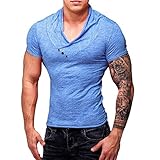 Produp Mode Männer Reine Farbe Splice Taste Schlank Lässige Mode Revers Kurzarm Hemd Comfoutable Sport Pullover