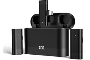 LIHUACHEN Wireless Lavalier Mikrofon für iPhone iPad, Mikrofon (2 TX+1 RX+Ladekoffer), 6 Stunden Akku, Rauschunterdrückung, für PC, Aufnahme Interview, Live Streaming, Vlogs, YouTube