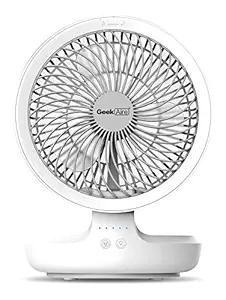 Geek Aire GF6, 8 Inch Rechargeable Mini Fan with 4000 mAh Battery and LED Night Light(White)