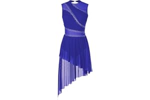 CHICTRY Women's Lyrical Dance Costume High Low Rhinestone Modern Contemporary Dance Dress
