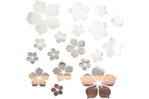 QEXUJOW Adesivi da parete,18 pezzi adesivi da parete a specchio, adesivi da parete fai da te per la decorazione di sfondo in camera da letto, bagno, stanza, soggiorno (argento)