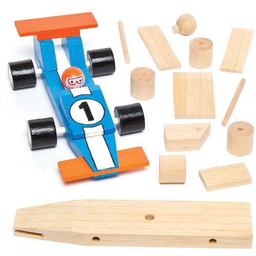 Rennwagen-Bastelsets aus Holz für Kinder zum Basteln und Dekorieren als Geschenk zum Vatertag (2 Stück)