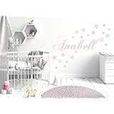 Wandtattoo Wandaufkleber Kinderzimmer Baby AA169 Pastell-Rosa/ Grau 20 Sterne Größenwahl