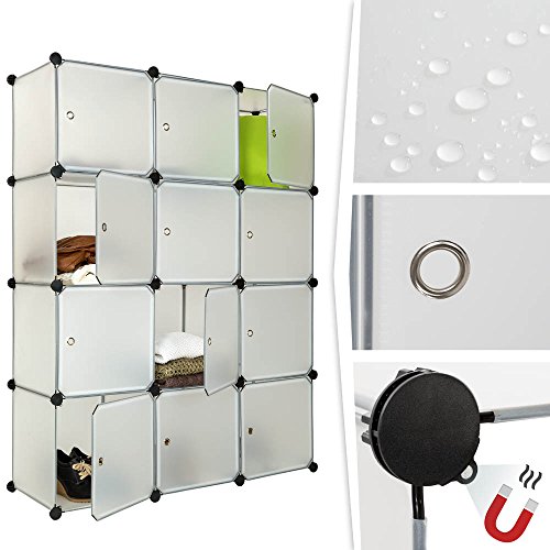 TecTake Estanter  a de plastico modular armario cuadrados ropero organizador blanco