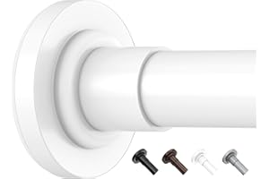 Yeabett Karnisz do zasłony prysznicowej, montaż bez wiercenia, drążek teleskopowy, drążek zaciskowy do firanek, biały, 53-190 cm