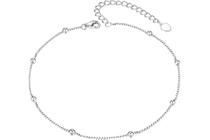 Silvora Bracelet de Cheville Argent 925 Femme Chaine de Pied Maille 22cm +5 cm [Argent/Or Plaque/Rose] Bracelet Cheville Cadeau Saint Valentin Bijoux l'ete Vacance Plage