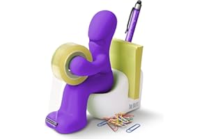 BUTT SUPPLIES Le Butt Station Fournitures de Bureau - Dévidoir de Ruban Amusant - Porte Accessoires de Bureau Rigolo et Sympa avec Rouleau de Ruban, Trombones, Notes Adhésives et Stylo Inclus (Mauve)