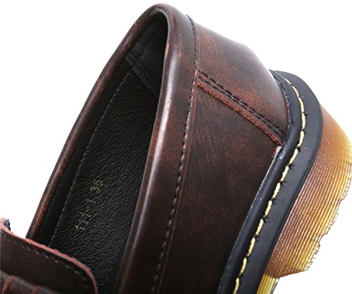 Smilun Damen Bootsschuhe Rund Toe Loafer Flach Mokassins Quaste - 5