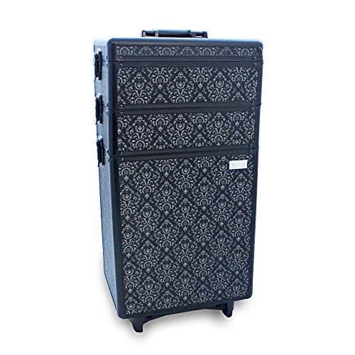 Roo Beauty Arabella Beauty Trolley Hairdressing Case, Manicure And Nail Case In Imperial Black