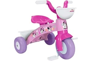 CARTOON Triciclo primipassi Minnie Disney bici a tre ruote per bambini da 1 a 3 anni triciclo con pedali e cestino portagiochi